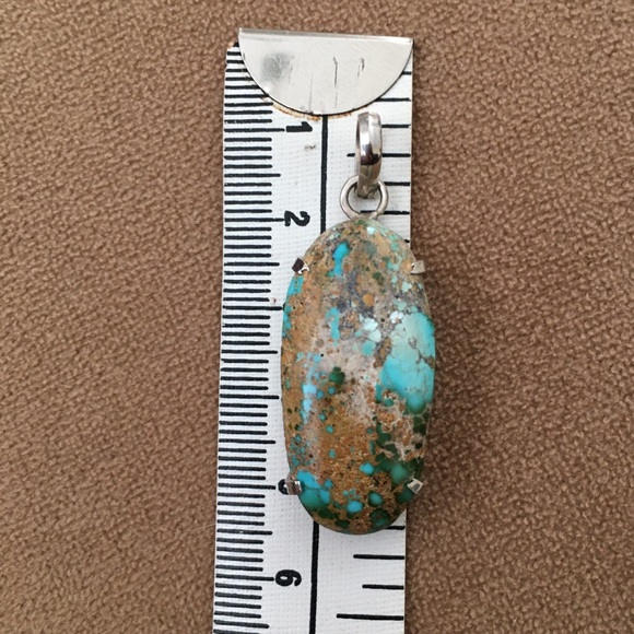 Large natural untreated turquoise 925 sterling silver pendant - Picture 6 of 7